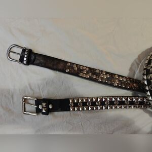 2 Ladies Belts studded Long 40- 43" Leather Europe